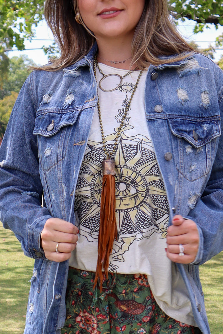 Brass & Leather Tassel Necklace