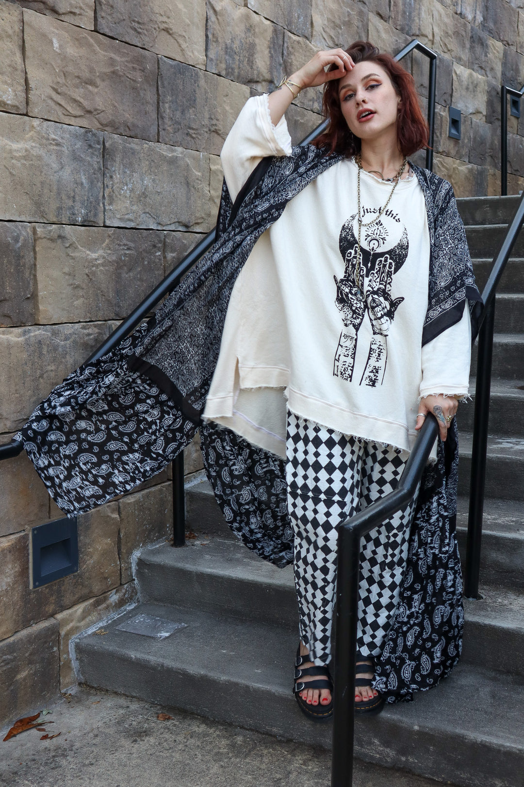 Paisley Longline Kimono Boho Women Cardigan w/ Tassel Open Front Hippie OS XL+