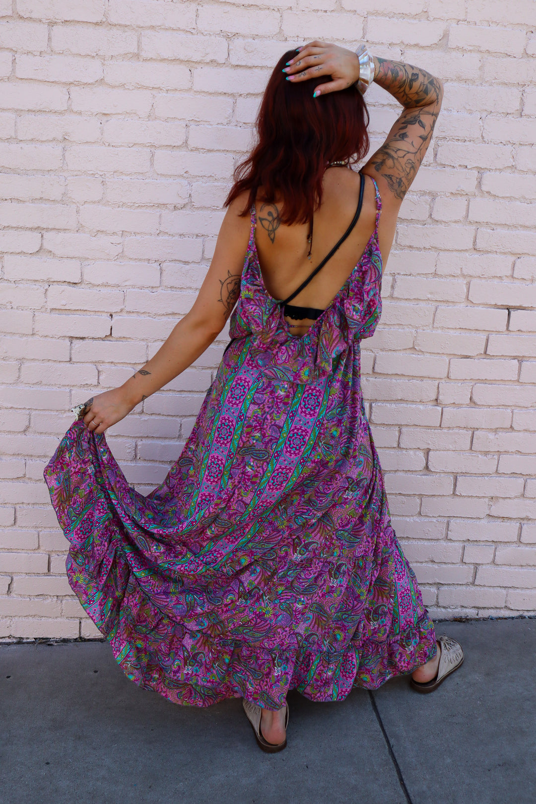 In the Flow Poly Silk Deep V  Maxi Dress