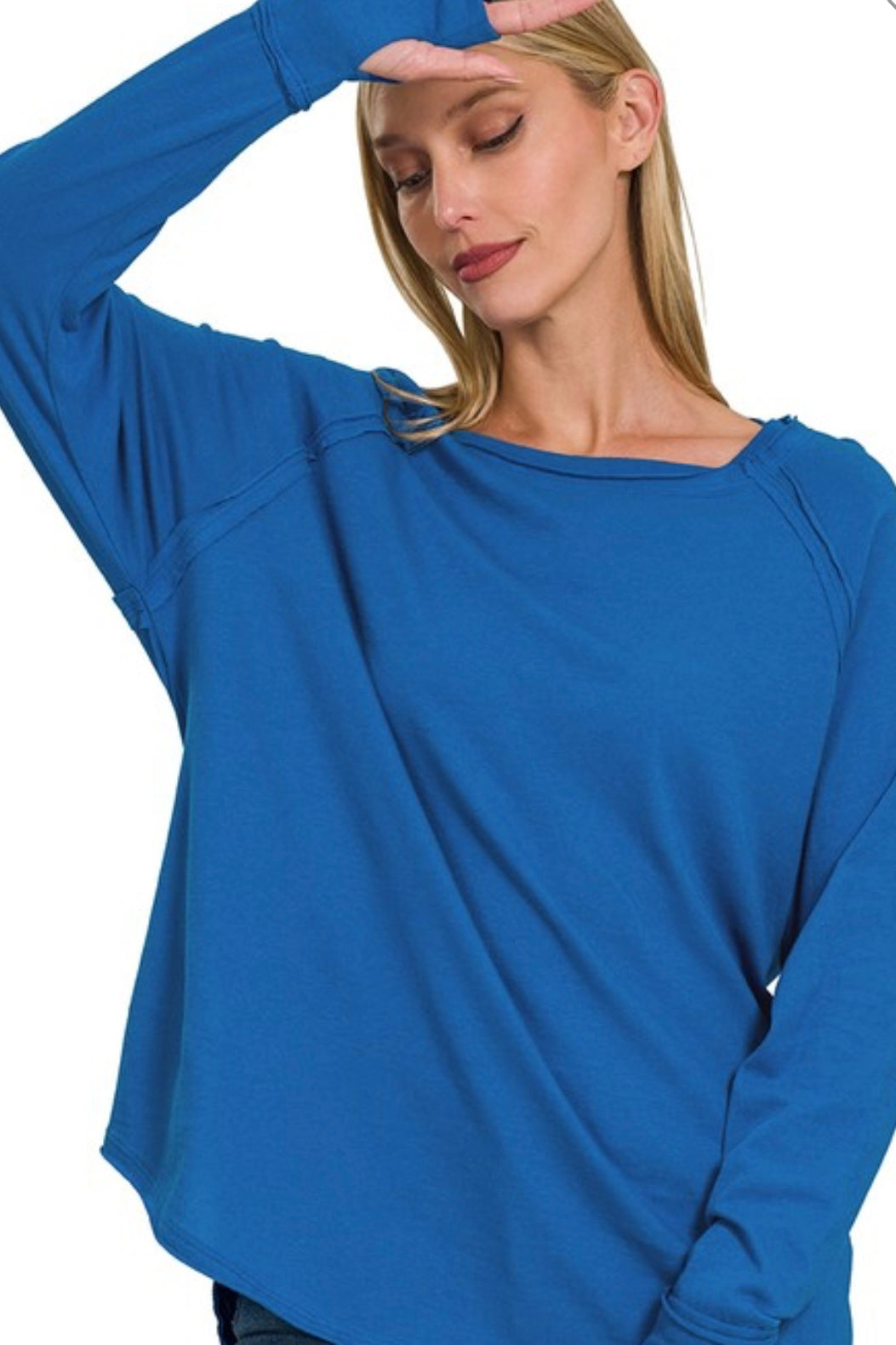 Keke Cotton Raglan Basic Long Sleeve Top