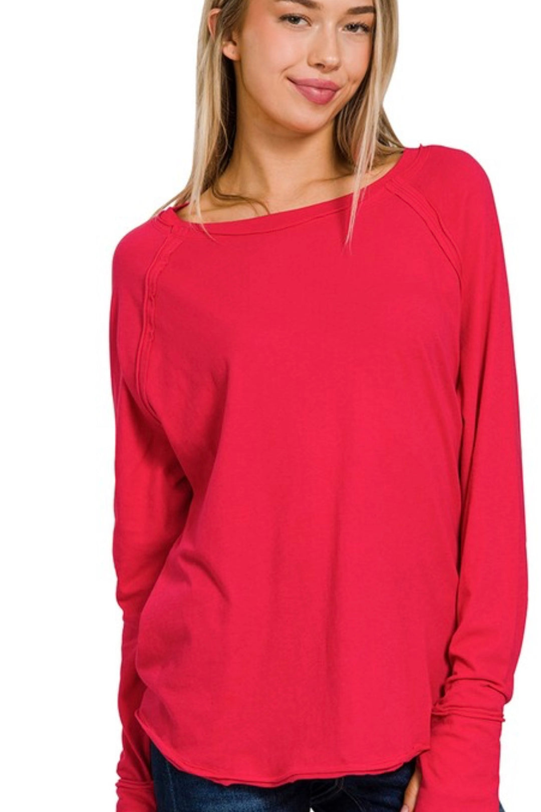 Keke Cotton Raglan Basic Long Sleeve Top