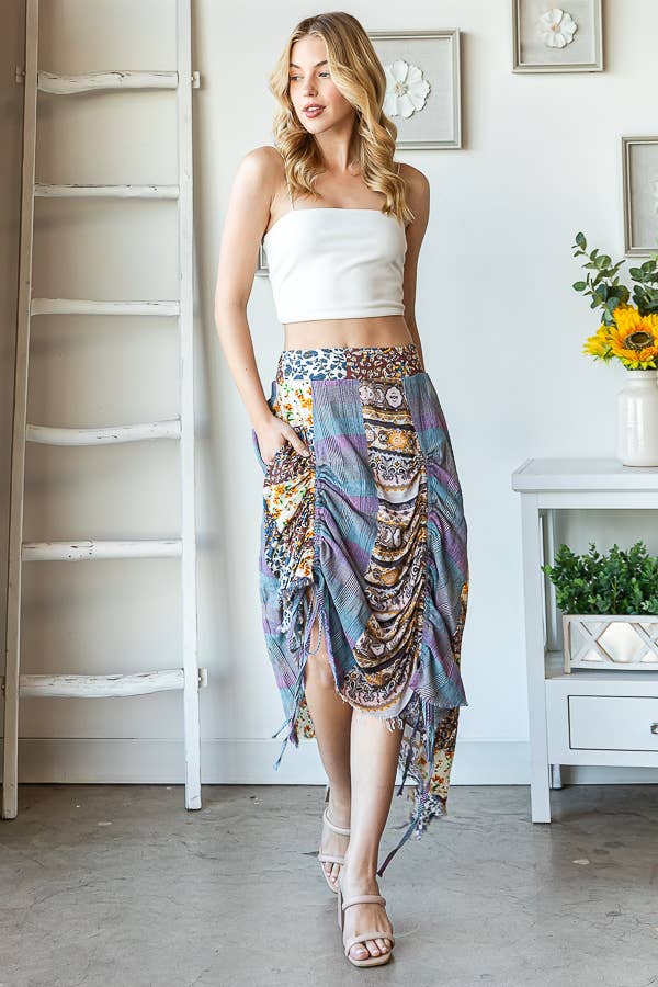 Sale Spring Dream Mineral Wash Cinched Midi Skirt