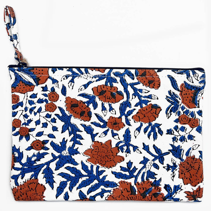 Block-Printed Canvas Zipper Pouch