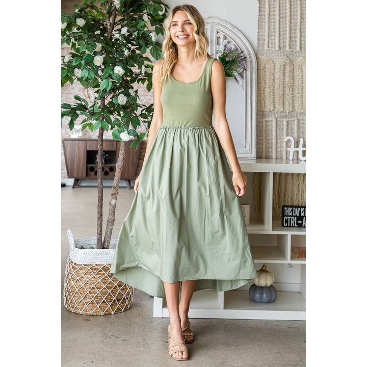 Sale - The Aliyah Ribbed Knit Top & Parachute Skirt Midi Dress