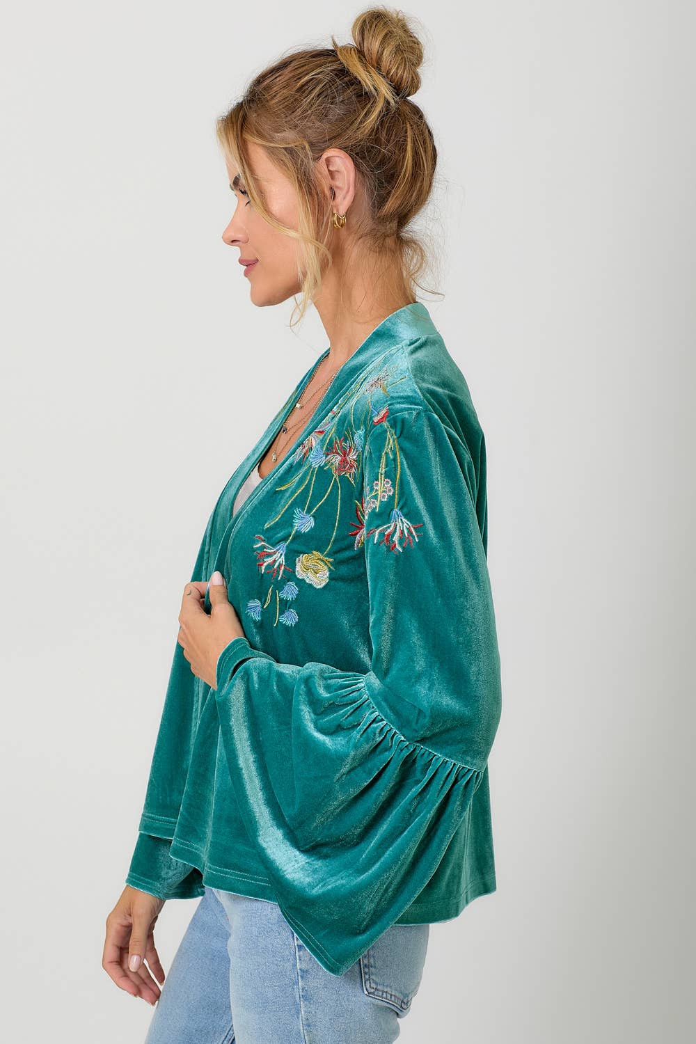 The Kendal Embroidery Velvet Kimono Jacket