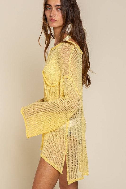 Layering Bestie Loose Fit See-through Boat Neck Sweater