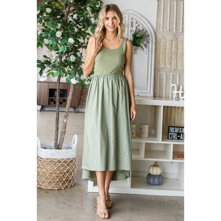 Sale - The Aliyah Ribbed Knit Top & Parachute Skirt Midi Dress