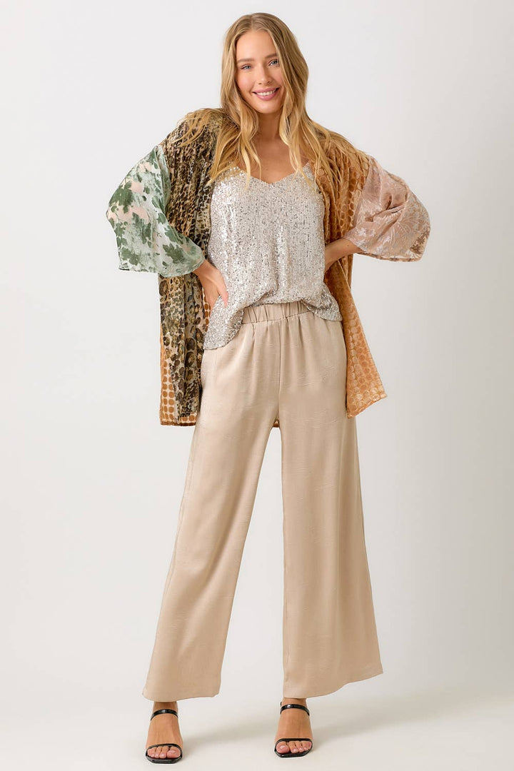 Victoria Effortless Mixed Print Burn-Out Kimono