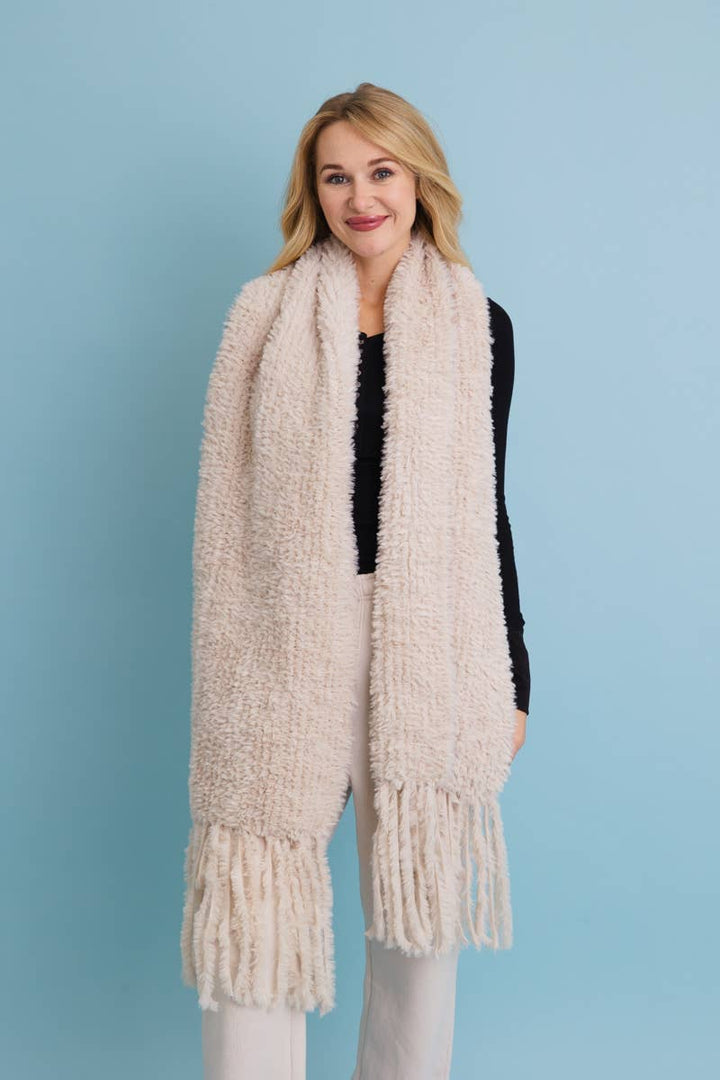 Ultra Soft Boucle Fringe Blanket Scarf