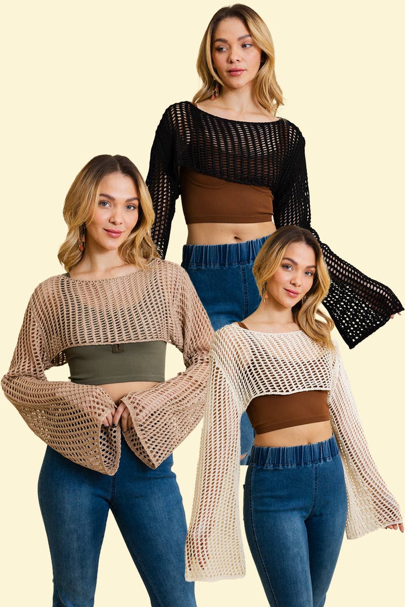 Loom Knitted Cropped Sweater - Shopping Favorite: Mocha Prepack