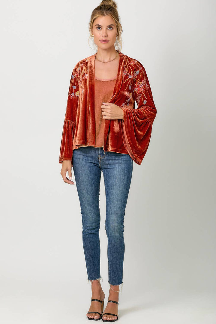 The Kendal Embroidery Velvet Kimono Jacket