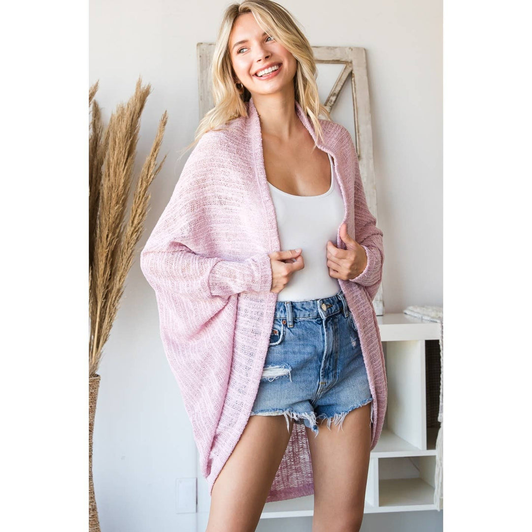 Simple Summer Breeze Knit Lantern Sleeve Open Cardigan