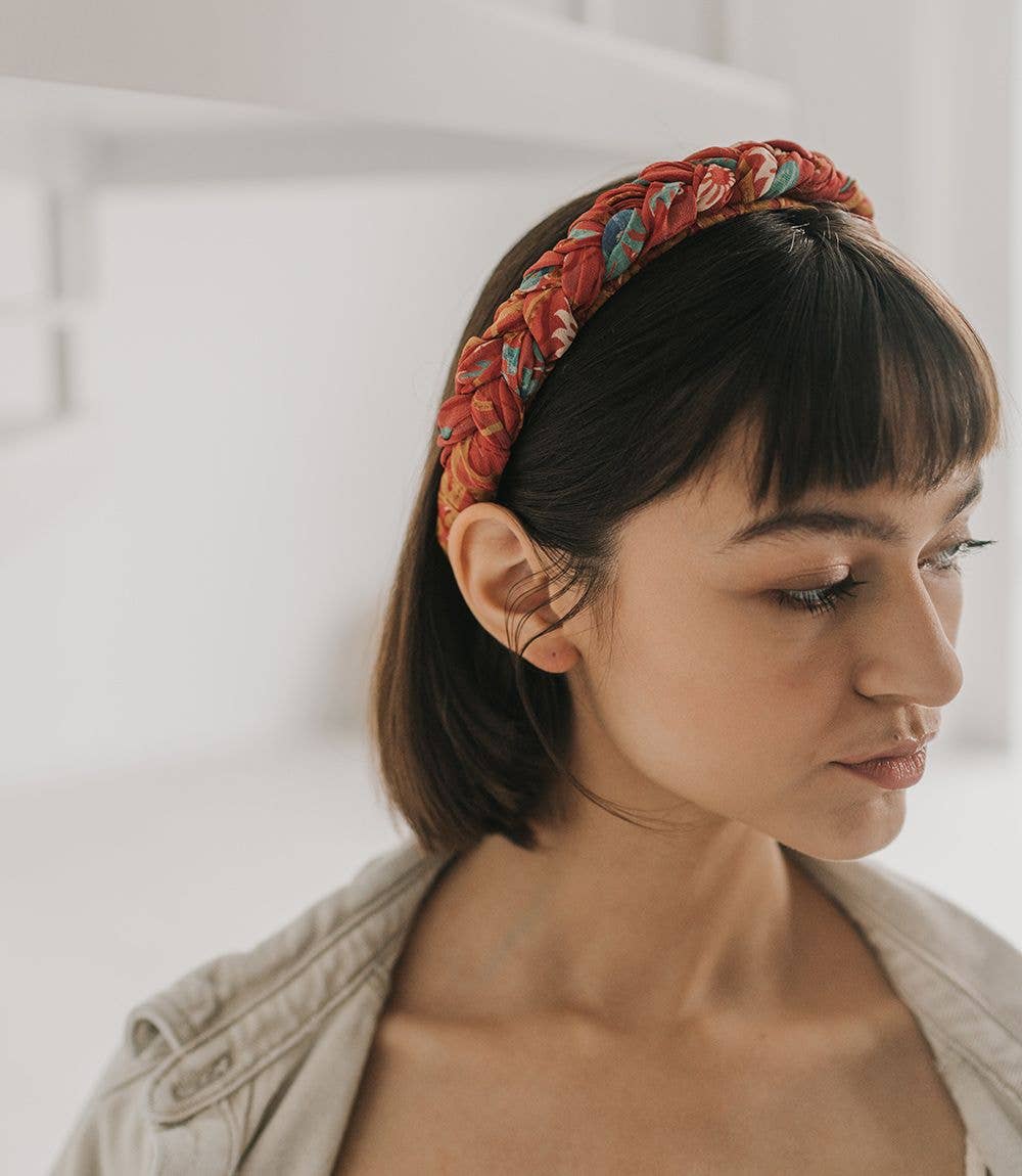 Sale - Braided Headband - Assorted Upcycled Sari Fabric