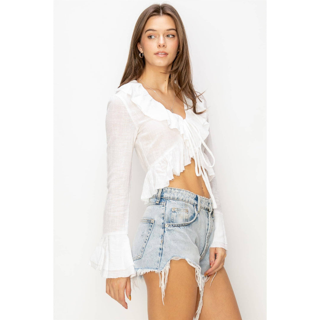 Beach Date Gauzy Front Tie Top Cover Up