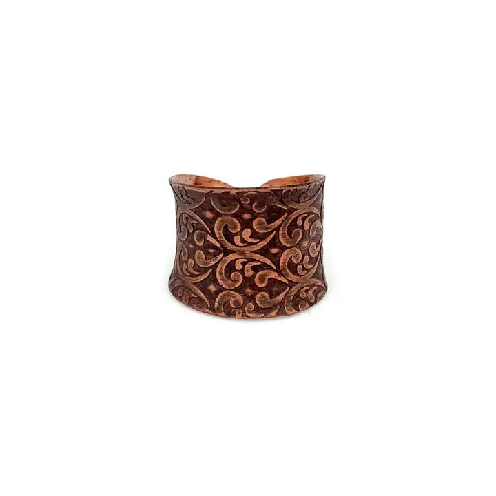 Copper Patina Plated Metal Cuff Ring Adjustable Simple Fun Boho