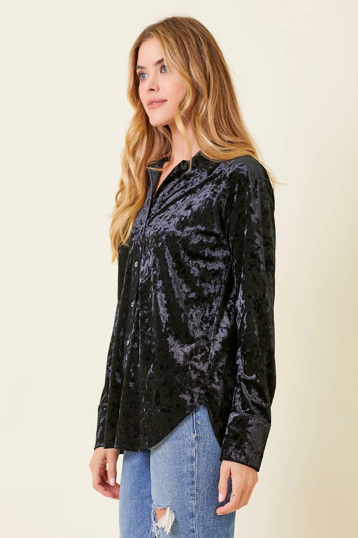 So Chic Boho Velvet Button Down