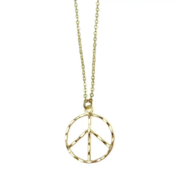 Peace Sign Gold & Silver Plated Large Pendant Necklace