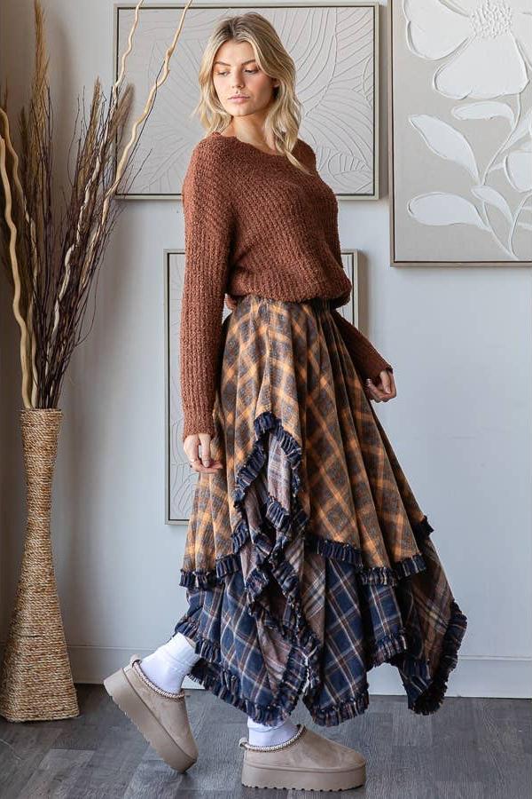 Jammie Plaid Asymmetrical Skirt