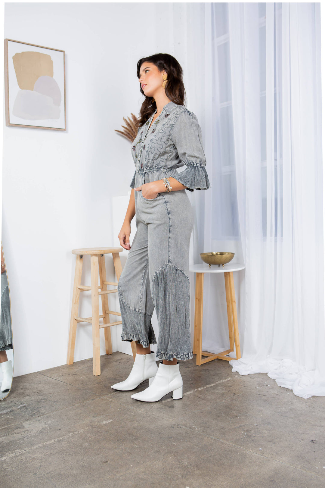 Overalls with Embroidery and Patchwork