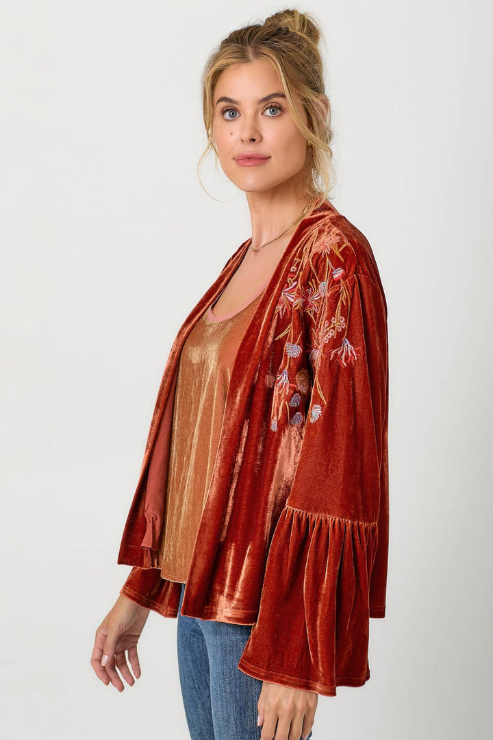 The Kendal Embroidery Velvet Kimono Jacket