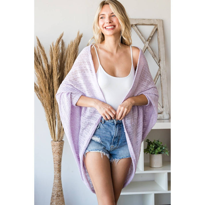 Simple Summer Breeze Knit Lantern Sleeve Open Cardigan