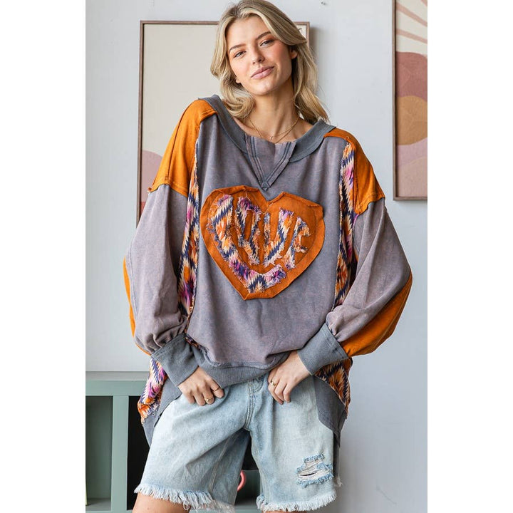 Spread Love Patched Heart Top