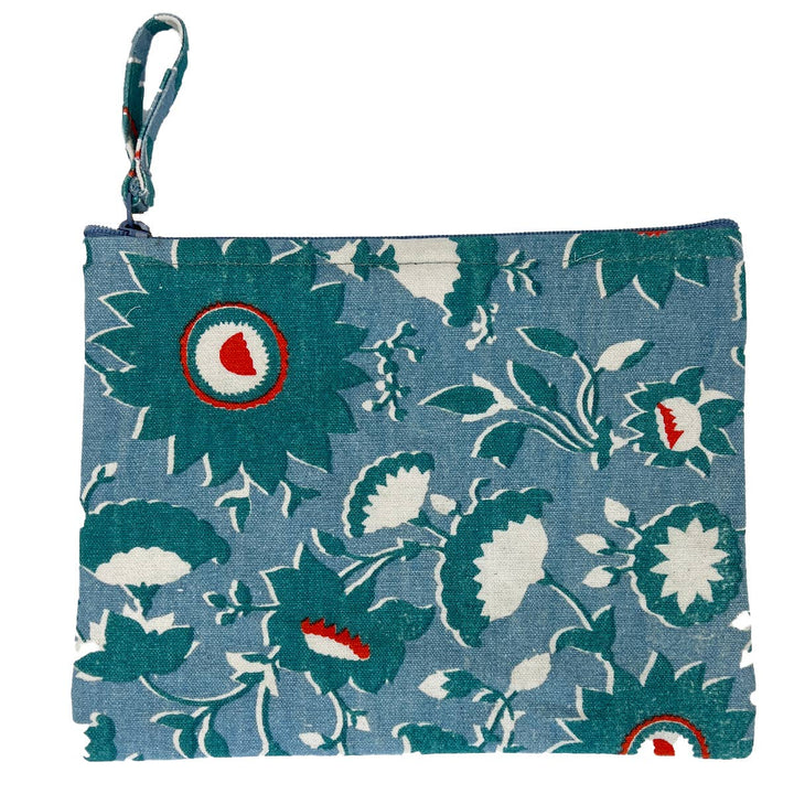 Block-Printed Canvas Zipper Pouch