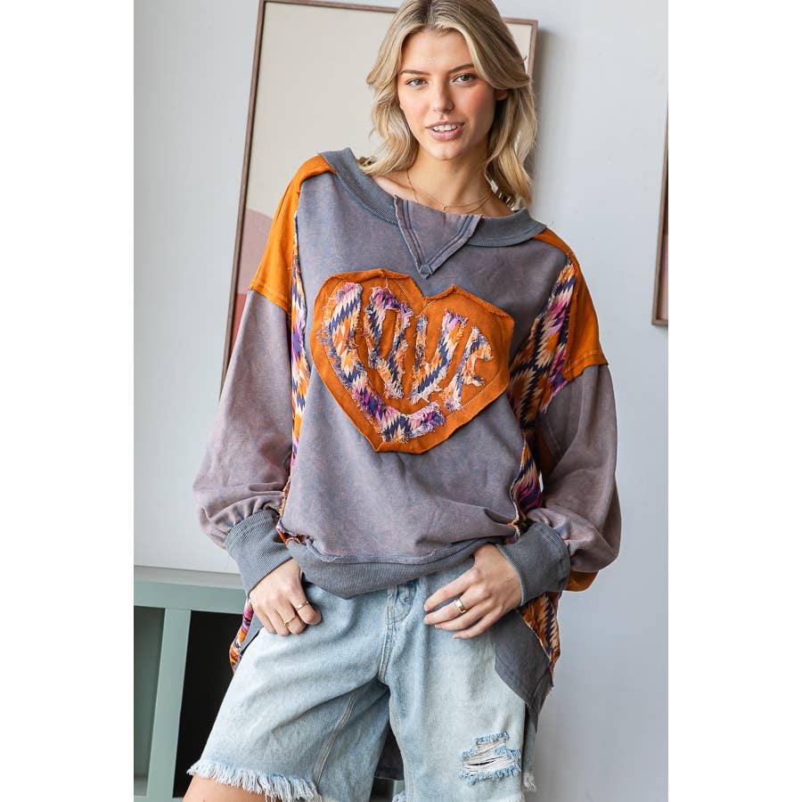 Spread Love Patched Heart Top