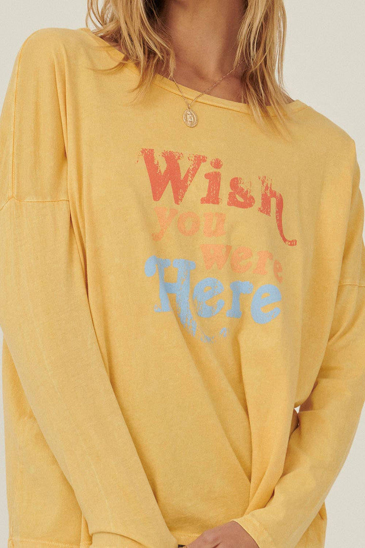 Sale Wish You Were Here Vintage Long-Sleeve Graphic Tee
