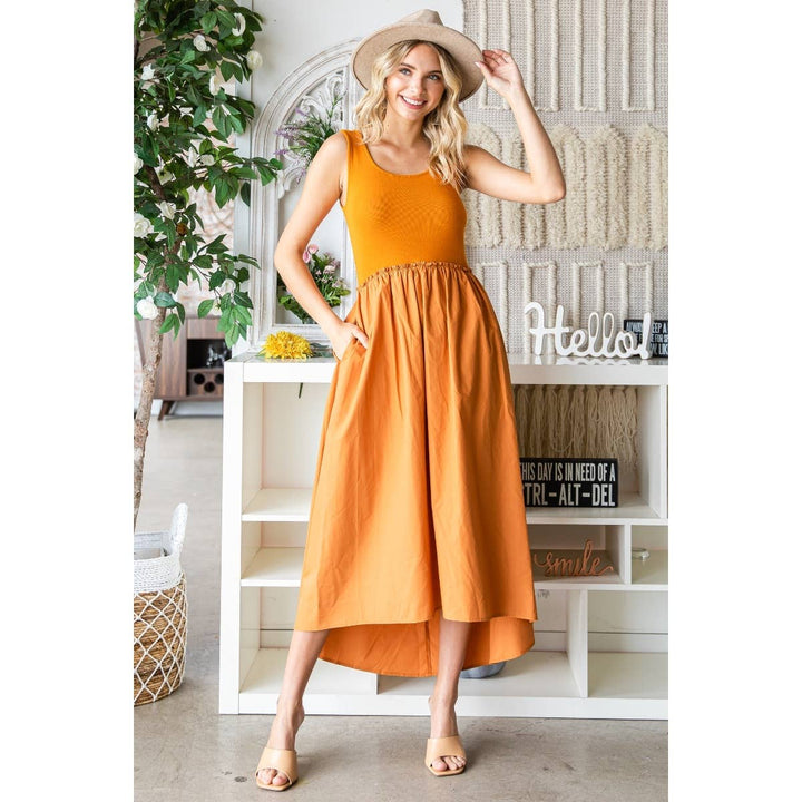 Sale - The Aliyah Ribbed Knit Top & Parachute Skirt Midi Dress