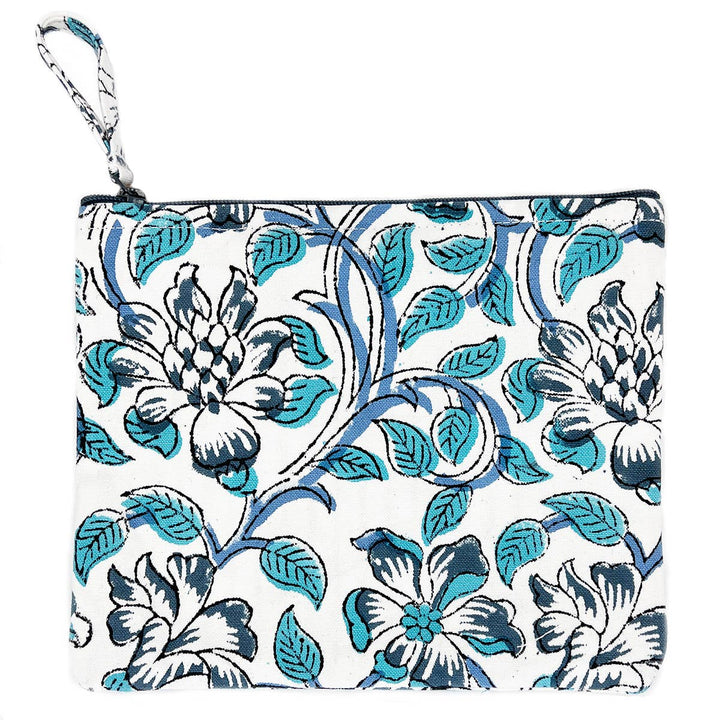 Block-Printed Canvas Zipper Pouch