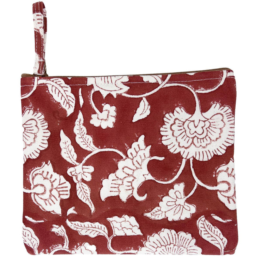 Block-Printed Canvas Zipper Pouch