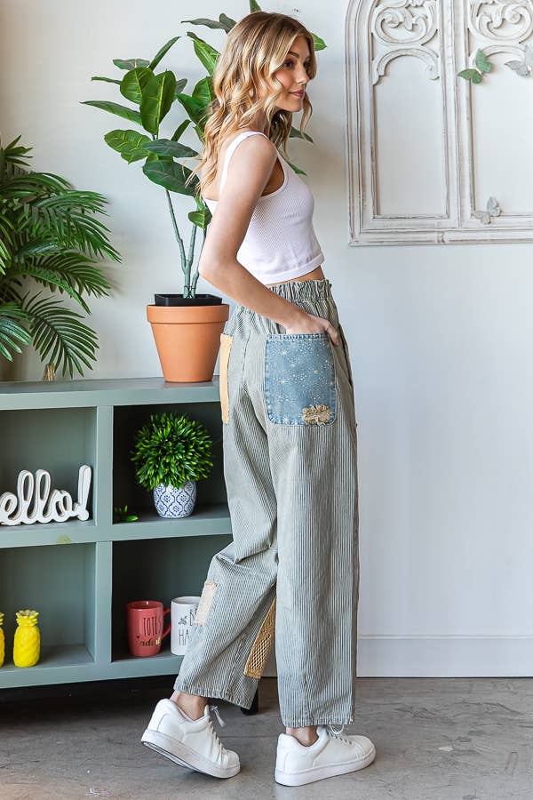 Sale - Boho Summer Mineral Wash Patched Pant