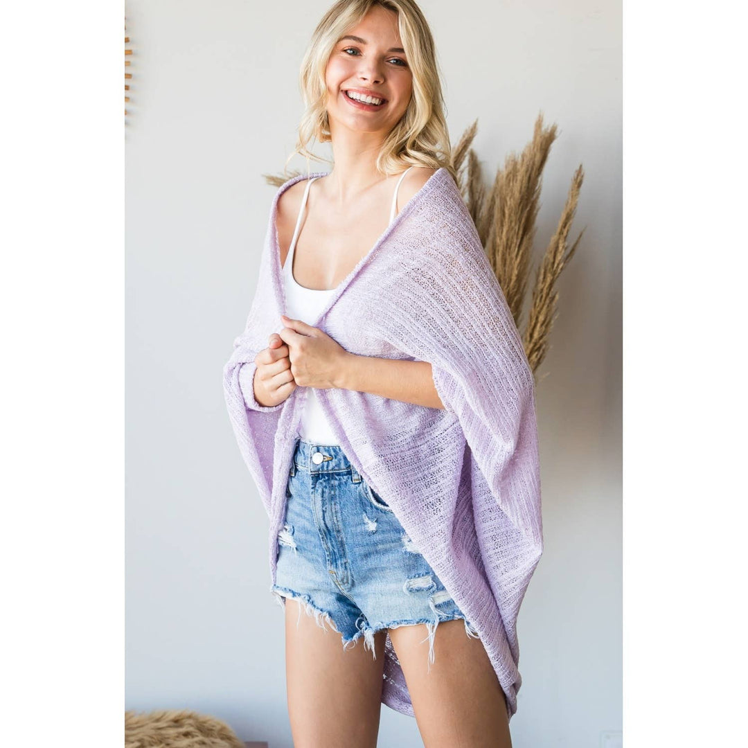 Simple Summer Breeze Knit Lantern Sleeve Open Cardigan