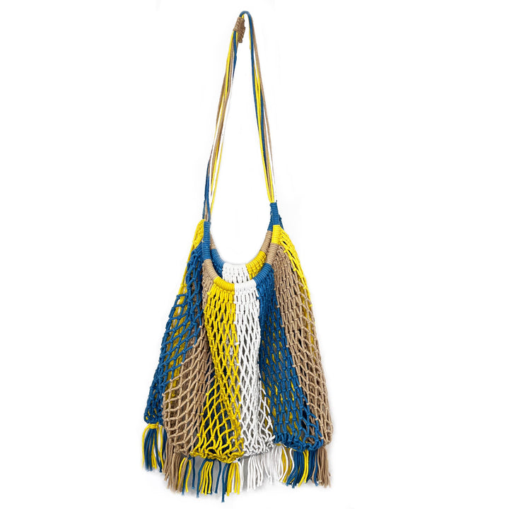 Gemma Bag - Cotton market tote - Blue and Yellow