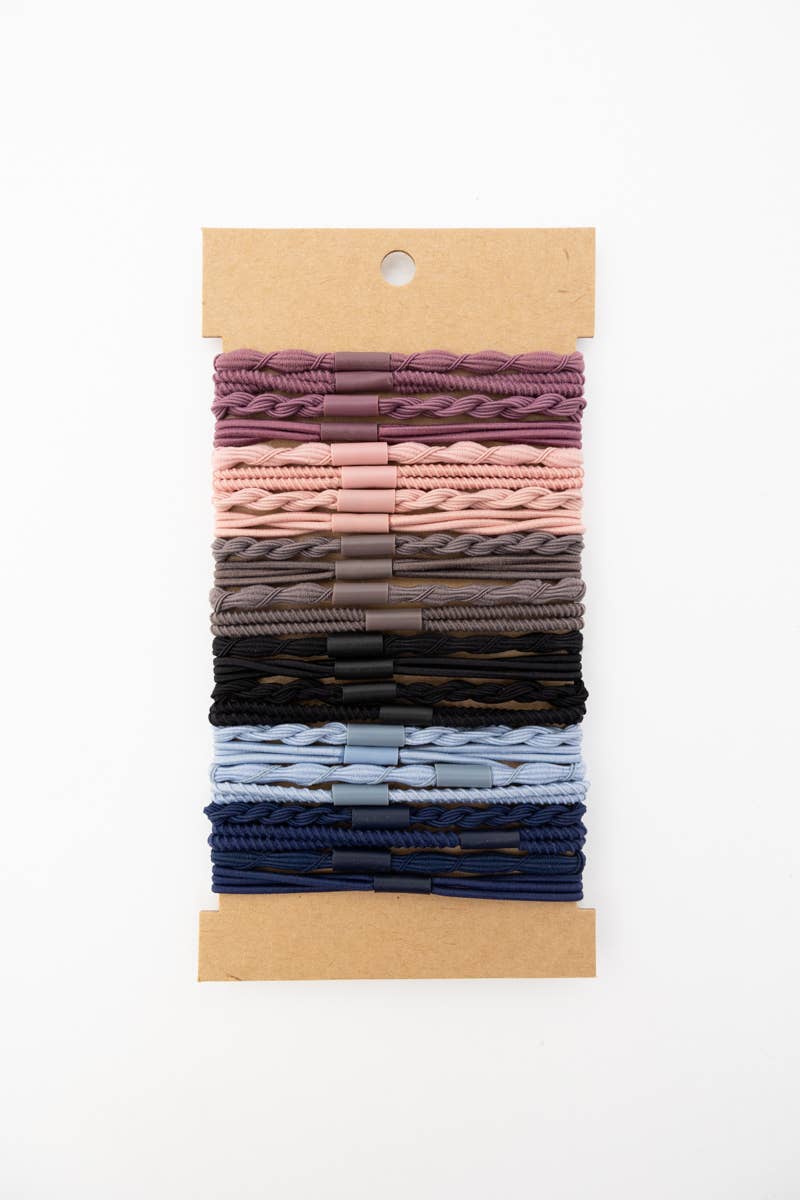 Solid Hues Twisted Stackable Hair Tie Bracelet Set