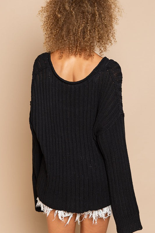 Sale Shelly Oversized V-Neck Pullover Kit Sweater