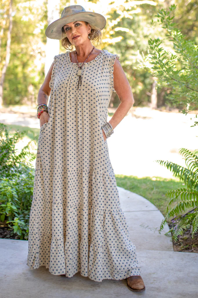 Flyaway Flow Boho Maxi in Blue Dot