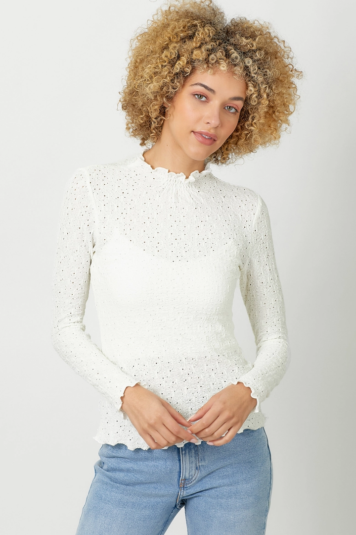 The Holly Lettuce Edge Textured Top