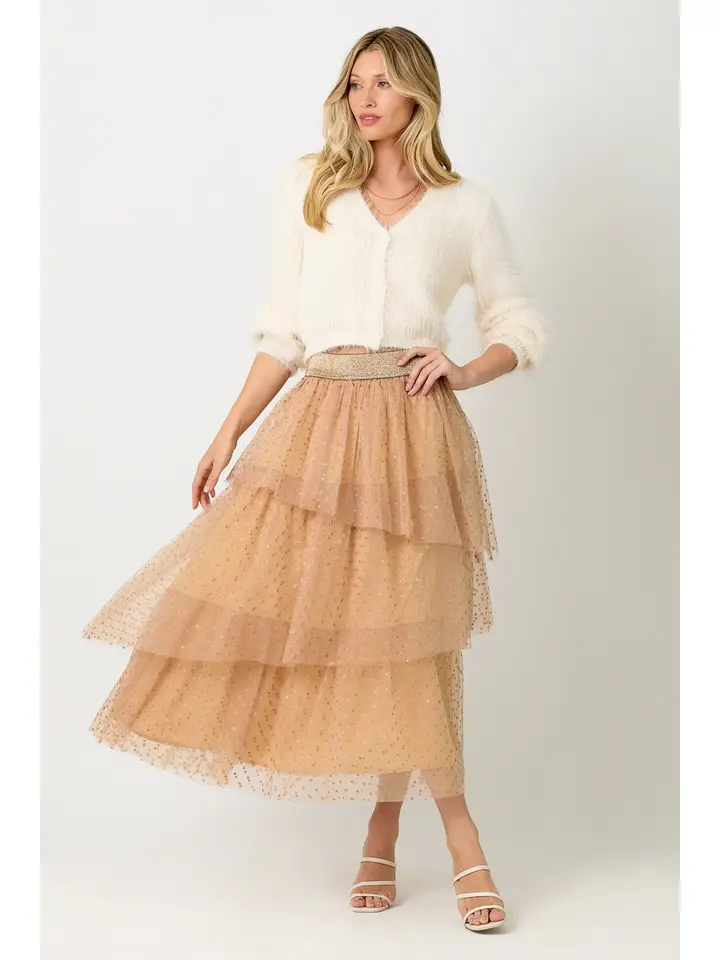 Asymmetrical tiered ruffle skirt hotsell