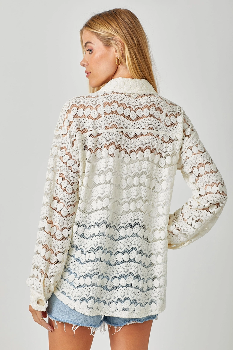 The Jenna Button Down Lace Sweater Top