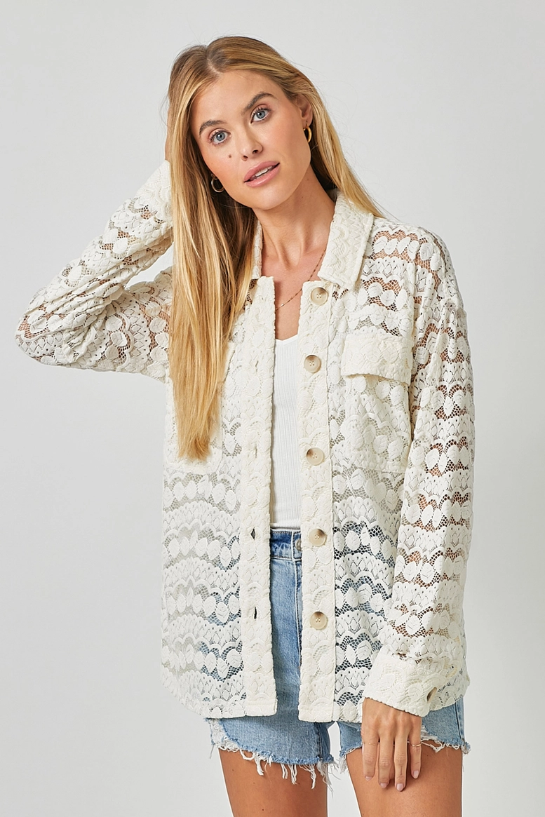 The Jenna Button Down Lace Sweater Top