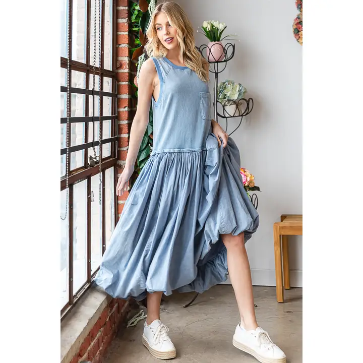 Perched About Ballon Sleeveless Skirt Dress