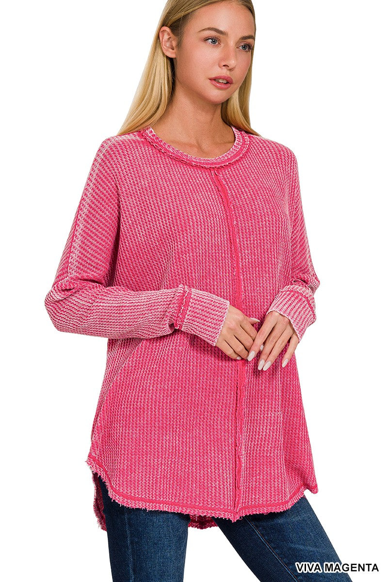 Ollie Washed Baby Doll Waffle Layering Top