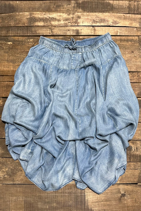 Ruffled Up Skirt in Chambray