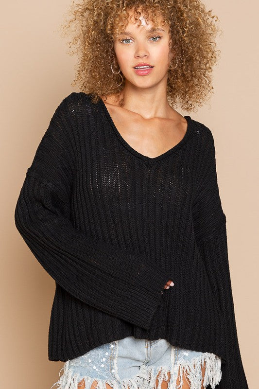 Sale Shelly Oversized V-Neck Pullover Kit Sweater