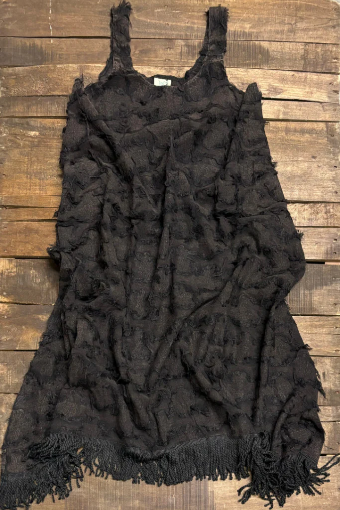 Evening Breeze Frayed Distressed Dress in Midnight