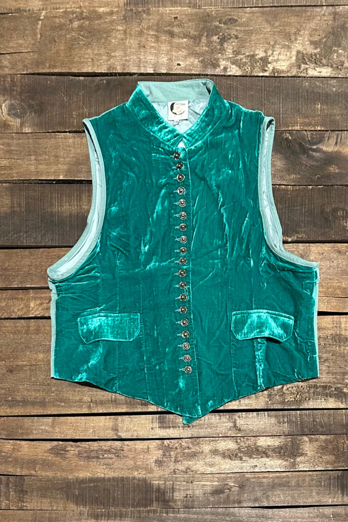 Teal Mesmerized Button Down Cropped Vest Top