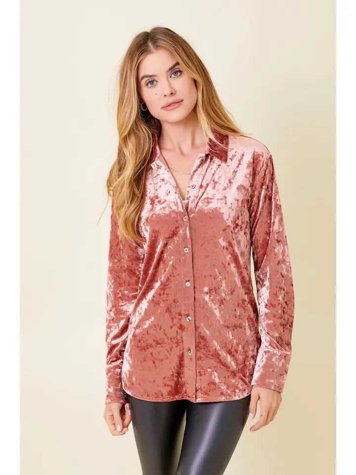 So Chic Boho Velvet Button Down