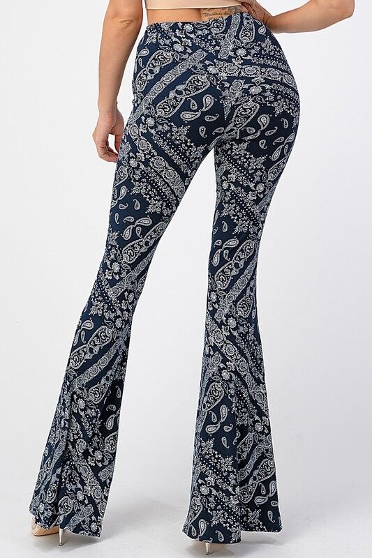 Sale - Boho Bandana Printed PullOn Hippie Flare Pants Leggings Layering Comfy